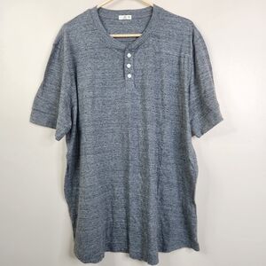 Flint And Tinder Mens Short Sleeve Heather Grey Henley Tee Shirt 3XL